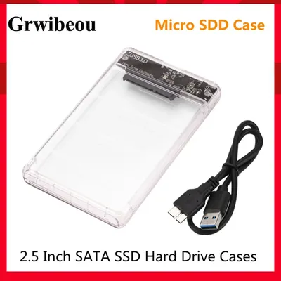 Grwibeou-Boîtier de disque dur SATA SSD boîtier de disque dur boîtier mobile transparent port