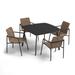 Eiland 5-Piece 45" Square Dining Table and Orso Armchairs Set - Carbon - Sand Resin Wicker