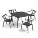 Eiland 5-Piece 45" Square Dining Table and Markoe Armchairs Set - Carbon - Ninja seat