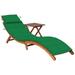 Wrought Studio™ Patio Sun Lounger w/ Table & Cushion Solid Acacia Wood Wood/Solid Wood in Brown/White | 25.2 H x 21.7 W x 73.2 D in | Wayfair