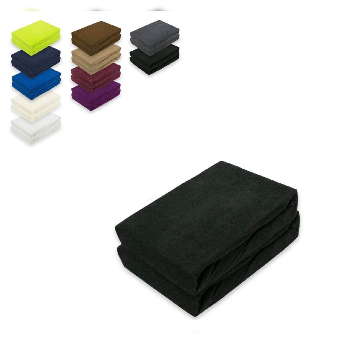 EXKLUSIV HEIMTEXTIL Doppelpack Frottee Spannbettlaken 120 x 200 cm Schwarz Image