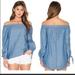 Free People Tops | Free People Show Me Some Shoulder Chambray Top M | Color: Blue | Size: M