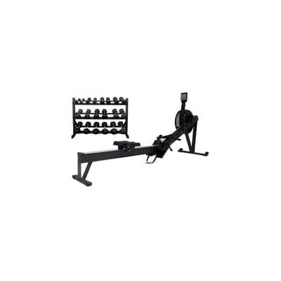 Total Fitness Set with 5-50 lb. Dumbbell Set w/ Storage Rack and Air Resistance Rower