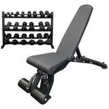 5-50 lb. Dumbbell Set w/ Storage Rack and Adjustable Weight Bench