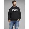 Kapuzensweatshirt "CORP LOGO SWEAT HOOD", Herren, Gr. 5XL, schwarz, angeraute Sweatware, Obermaterial: 70% Baumwolle, 30% Polyester, JACK & JONES PLUSSIZE, bedruckt, modisch, normal normal, Rundhals, Langarm Bündchen, Sweatshirts, Bis Größe 6XL