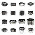 Bracelet Punk Réglable en Cuir PU pour Homme et Femme Manchette Tête de Mort Gothique Rivet