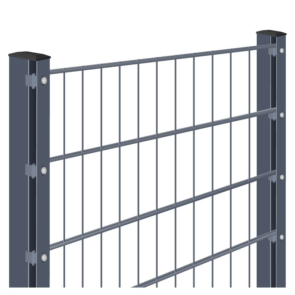 Doppelstabmattenzaun zum Aufdübeln Rundum-sorglos-Paket Anthrazit Komplettset, 1 Ecke, 1430 mm,37,5 m,6/5/6 mm Image