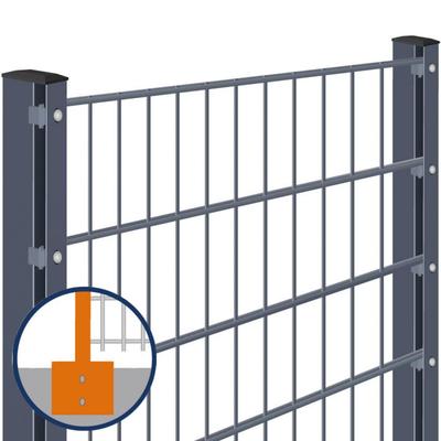 Doppelstabmattenzaun zum Aufdübeln mit Winkelplatte Rundum-sorglos-Paket Anthrazit Komplettset, 6/5/6 mm, 1230 mm,25 m Image