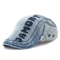 JAMONT – casquette de Cowboy en Jean pour homme et femme béret plat Vintage en tissu Denim