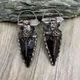 Boho Antique Viki Bijoux en Forme de Pointe de Flèche Soudée Grande Pierre d'Obsidienne Noire