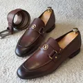 Mocassins pour hommes chaussures marron noir décoration en métal PU chaussures provoqué de