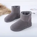 Bottes de neige à tube court pour femme peluche chaud daim rond Parker talon plat bottes de