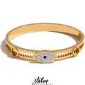Yhpup – Bracelet de 60mm en acier inoxydable pour femme bijou en métal zircon cubique plaqué or