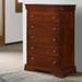 Wooden Lift Top Chest with 5 Drawers and Bracket, Cherry Brown