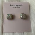 Kate Spade Jewelry | Kate Spade Opal Glitter Square Stud Earrings | Color: Gold/White | Size: Os