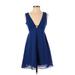 BCBGeneration Casual Dress - Fit & Flare: Blue Solid Dresses - Women's Size 0