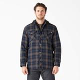 Dickies Men's Flannel Hooded Shirt Jacket - Dark Navy/mushroom Plaid Size S (TJ201)