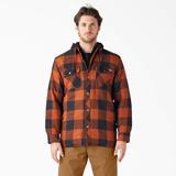 Dickies Men's Flannel Hooded Shirt Jacket - Gingerbread Buffalo Plaid Size S (TJ201)