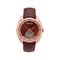 Heritor Automatic Roman Semi-Skeleton Leather-Band Watch Rose Gold/Light Brown One Size HERHS2204