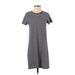 J.Crew Factory Store Casual Dress - Shift Crew Neck Short sleeves: Blue Print Dresses - Women's Size Small