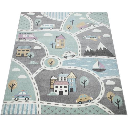 Kinderteppich PACO HOME ""Capri 318"" Teppiche Gr. B: 200cm, 9mm, L: 280cm, grün Kinder Straßen-Spiel-Teppich, Kinderzimmer