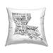 Stupell Louisiana State Shape City Typography Map Printed Throw Pillow by The Saturday Evening Post