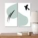 George Oliver Scandinavian Abstract Minimalistic Bird in The Sky - 2 Piece Print Set Canvas in Black/Blue | 20 H x 24 W x 1 D in | Wayfair