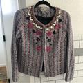 Anthropologie Jackets & Coats | Anthropologie Summer Of Love Suzy Embellished Tweed Jacket Blazer Size Sp | Color: Pink | Size: Sp