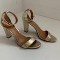 J. Crew Shoes | J Crew Gold Ankle Strap Heeled Sandals Size 7 | Color: Gold | Size: 7