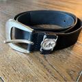 Michael Kors Accessories | Michael Kors Leather Belt With Mk Cutout Logo Disc Belt | Color: Black/Silver | Size: Os