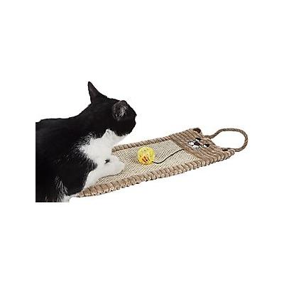 Pet Life Eco-Natural Sisal & Jute Hanging Carpet Kitty Cat Scratcher Lounge & Toy, Brown