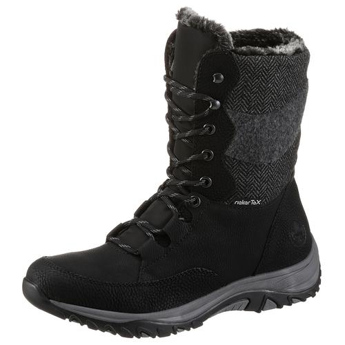 Winterboots RIEKER Gr. 40, schwarz (schwarz, kombiniert) Damen Schuhe mit kuscheligem Warmfutter