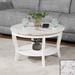 American Heritage Round Coffee Table with Shelf in White Faux Marble/White - Convenience Concepts 501482WMW