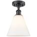 Berkshire 8" LED Semi-Flush Mount - Matte Black - Matte White Shade