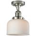 Bell 8" LED Semi-Flush Mount - Polished Nickel - Matte White Shade