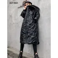 XITAO-Parka à Capuche avec Lettres Gaufrées pour Femme Parka Solide Garde au Chaud Mode