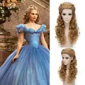 Perruque de Princesse Cendrillon pour Femme Cheveux Synthétiques Longs et Ondulés Mélange Blond