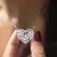 Choucong-Pendentif grand cœur en argent regardé 925 pour femme collier bijoux fête de mariage