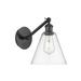 Beachcrest Home™ Shauna 1 - Light Dimmable Armed Sconce Glass/Metal in Black | 13.75 H x 8 W x 14 D in | Wayfair 8646975ABB354EB4A3587FBD96B4B350