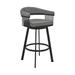 Oliver 30 Inch Bar Stool, Vegan Faux Leather, Swivel, Slatted, Warm Gray