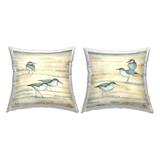 Stupell Neutral Beige Sandpipers Sandy Shoreline Beach Printed Throw Pillow by Paul Brent (Set of 2)