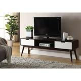 59'' Espresso&White Contrast Look Christa TV Stand with Wood Tapered Leg TV Cabinet Entertainment Center