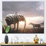 Ebern Designs Surreal African Elephant Wearing - Modern Canvas Wall Decor Canvas in Black/Gray/White | 12 H x 8 W x 1 D in | Wayfair