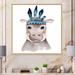 Redwood Rover Cute Hippo Portrait For Kid - Traditional Canvas Wall Art Canvas, Cotton in Blue/Gray/White | 16 H x 16 W x 1 D in | Wayfair