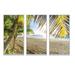 Highland Dunes Tropical Beach w/ Palm Leaves - Nautical & Coastal Framed Canvas Wall Art Set Of 3 Canvas, in White | 28 H x 36 W x 1 D in | Wayfair