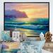 Highland Dunes Beautiful Blue Ocean Sunset And Waves VI - Nautical & Coastal Canvas Wall Art Metal in Blue/Brown/Yellow | Wayfair