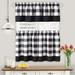 Gracie Oaks Anthe Gingham Tailored Kitchen Curtain Polyester/Cotton Blend in Gray/White/Black | 36 H x 57 W x 1.5 D in | Wayfair