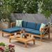 Gracie Oaks Barcomb Outdoor 5 Piece Sectional Seating Group w/ Cushions Wood/Natural Hardwoods in Brown/White | Wayfair