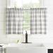 Gracie Oaks Skookum Striped Cotton Tailored 30" Cafe Curtain 100% Cotton in Gray/White | 36 H x 30 W x 2 D in | Wayfair