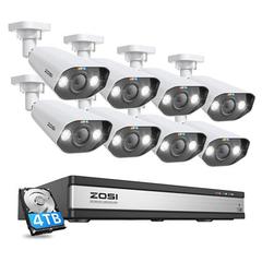 ZOSI 16CH 4K NVR PoE Security Camera System, 5MP Outdoor Spotlight Cameras, Motion Detection, 4TB HDD in White | 17 H x 11 W x 11 D in | Wayfair